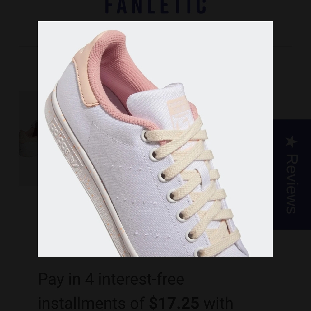 ADIDAS STAN SMITH Women's White and Pink Athletic Shoes